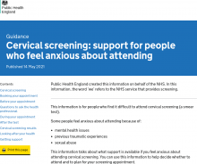 Cervical screening: support for people who feel anxious about attending